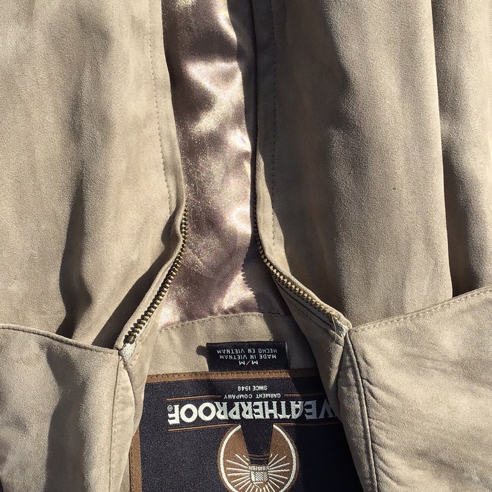 Waterproof jacket size medium brown suede like material zipper well-maintained